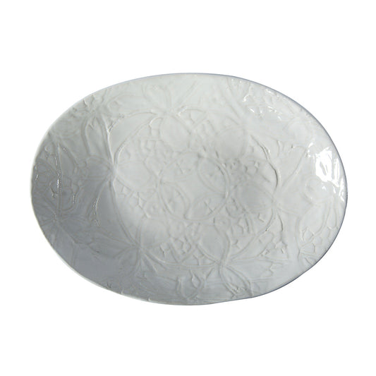 PEBBLE OVAL SERVING BOWL - LARGE - WHITE LACE