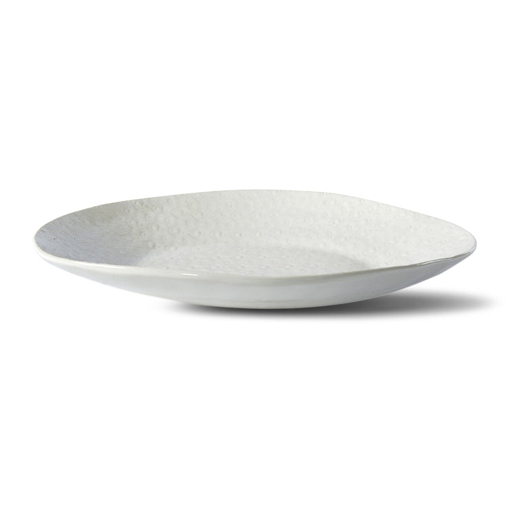 PEBBLE OVAL SERVING BOWL - LARGE - WHITE LACE