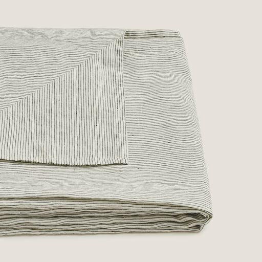 PENCIL STRIPE 100% FRENCH LINEN TABLECOTH