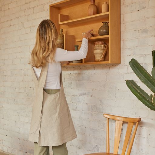 100% LINEN KITCHEN APRON - NATURAL